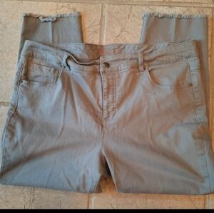 Khaki cropped pants sz 18 raw hem Woman Control